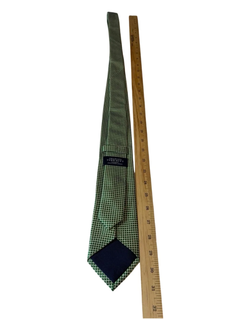 Charles Tyrwhitt Green Geometric Silk Tie Luxury London Mens Necktie